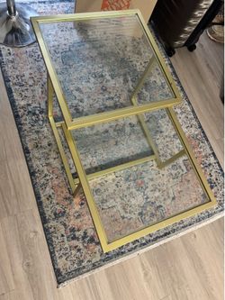 2-Tier Glass Coffee Table – Gold Trim | Must Go ASAP | Pickup Only! Moving out in 6 days