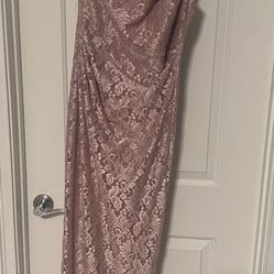 Pink Lace Evening Gown 