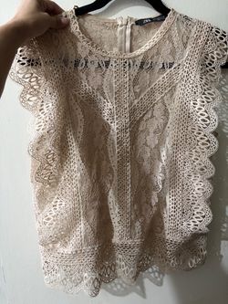 Zara Lace Ruffle Top