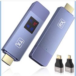 Wireless HDMI Transmitter and Receiver, Wireless HD Extender Plug & Play Portable 2.4G/5G with LED Screen HDMI Kit for Streaming Video and Audio to Mo
