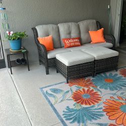 Patio Wicker Sofa  4pc Set