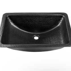 Monarch Abode 19195 Hand Hammered Black Venetian Dual Mount Bathroom Vanity Sink