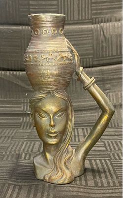 Vintage Bronze Statue African Lady Water bearer