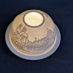 Paris Along the Seine Votive candle Bisque Porcelain holder