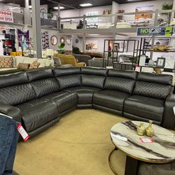 Gray 5pc Power Reclining Corner Sectional