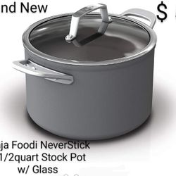 Brand New Ninja Food NeverStick 6 1/2 Quart Stock Pot With Glass