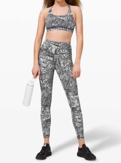 Lululemon Wunder Train High-Rise Tight 25" Tear It Up Alpine White Black