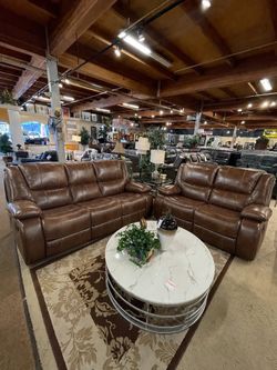 100% Top grain leather double reclining sofa
