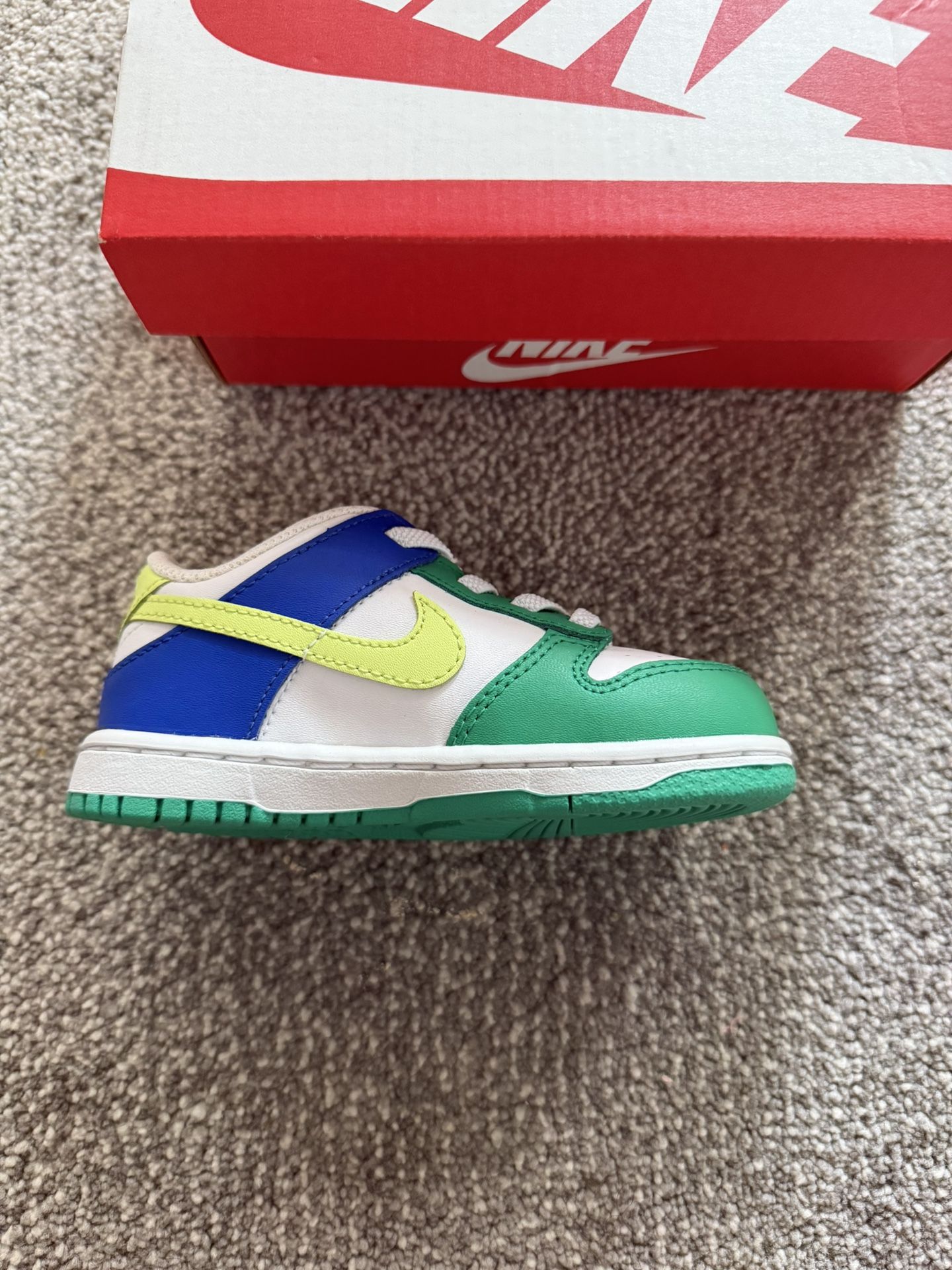 Kids’ Nike Dunk Low – Multi-Color (White/Green/Yellow/Blue)