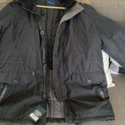 Cole Haan men’s Jacket  Faux Fur Trimmed Parka Mens  Size 2xl  With Fur Hoodie Color Black New With Tags 