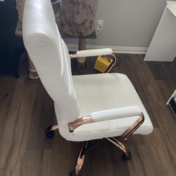 White Computer Chair With Rose Gold