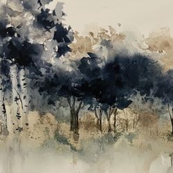  Canvas  Wall Art  Blue & Gold Forest