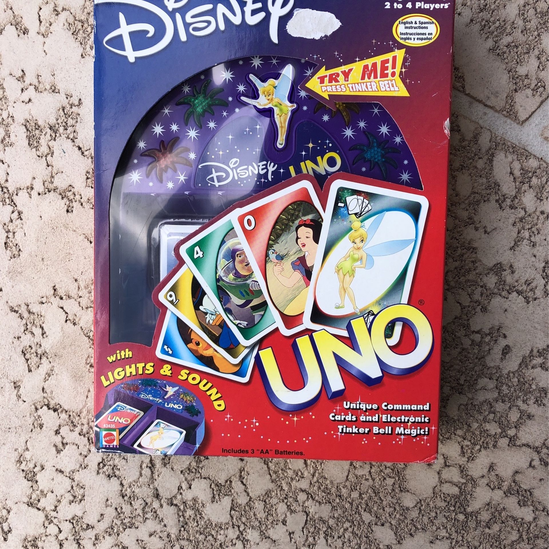 Disney Uno Lights And Sounds Game- New