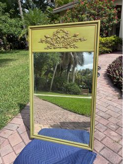 Henredon French Regency Louis XVI Green Lacquered Tall Wall Mirror - 1960s