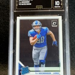 2019 Donruss Optic 💥 T.J. Hockenson 💥 Rated Rookie GMA 10 Mint 💎 - Detroit Lions / Minnesota Vikings 