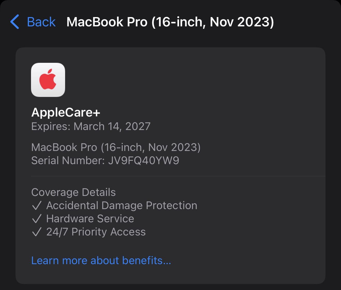 MacBook Pro 16 inch M3 Pro 18GB RAM 512GB SSD With Apple Care Plus