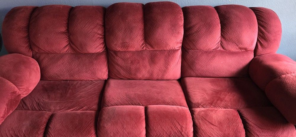 Red Suede Couch Electric Recliner For Sale!!!!!!!