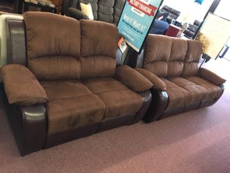 Brand New Brown Reclining Sofa Loveseat Set $50 Down Takes It Home Today!