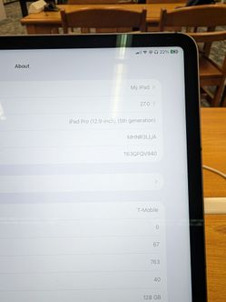 iPad Pro 12.9" 5th Gen, WiFi + 5G, 126GB