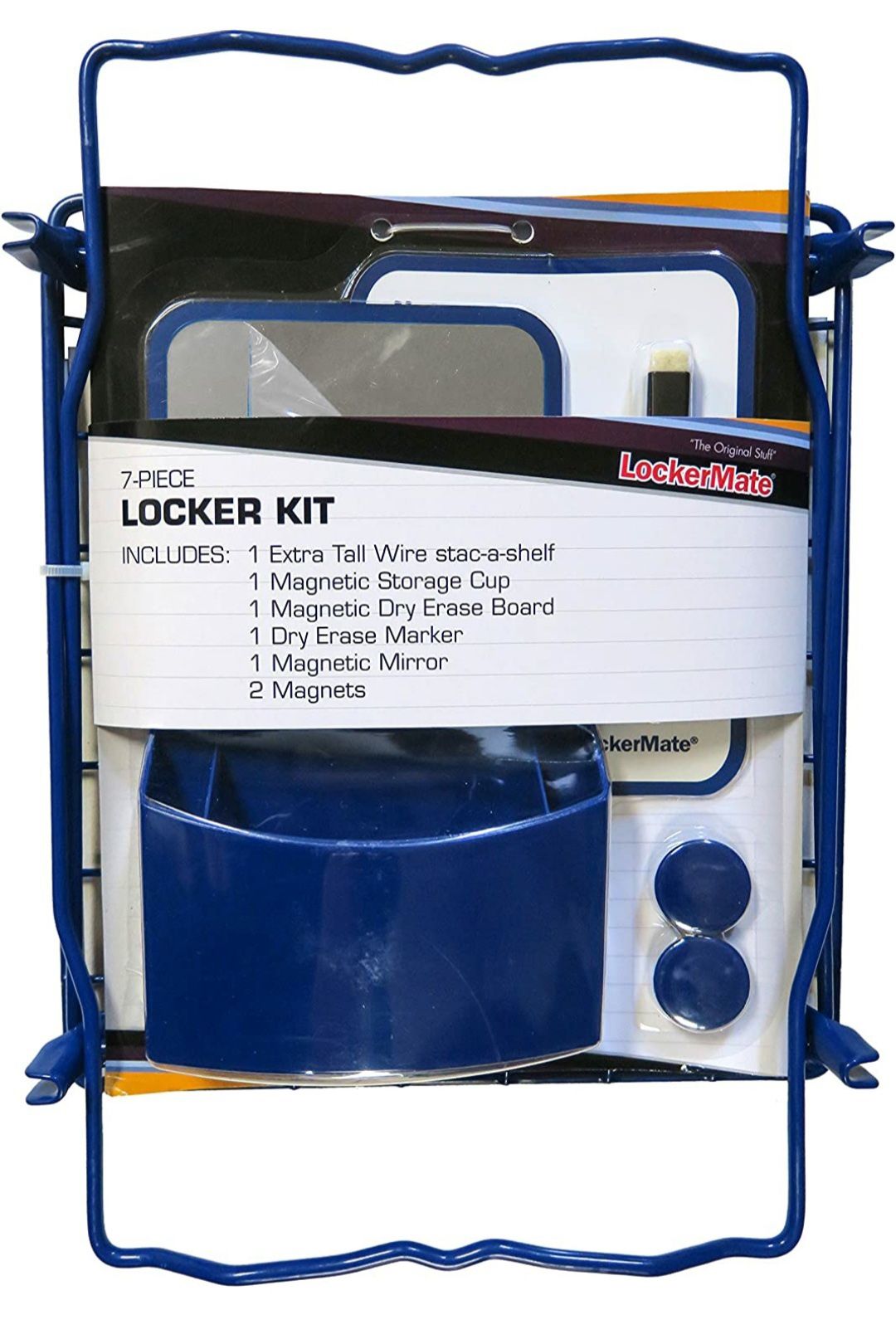 LockerMate 7 Piece Locker Kit Including Wire Stac-A-Shelf Locker Shelf (BLUE)