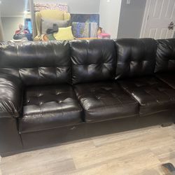 Faux leather dark brown sectional