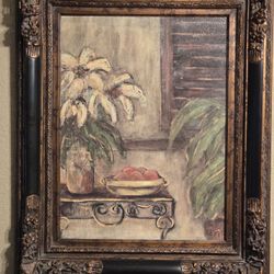 Acrylic Painted Plant & Bird Cage Set