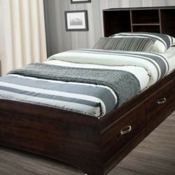T/F Platform Bed with Book case HB + $75 Off Mattress