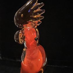 Murano  Glass Red Parrot Vintage 