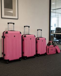 NEW! 5 Piece Set, Hardside Expandable Spinner Luggage, Hot Pink, Travelers Club
