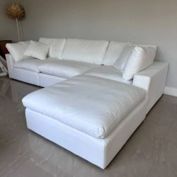 White Nixon cloud sectional sofa couch Washable all cushions Performance Fabric NEW