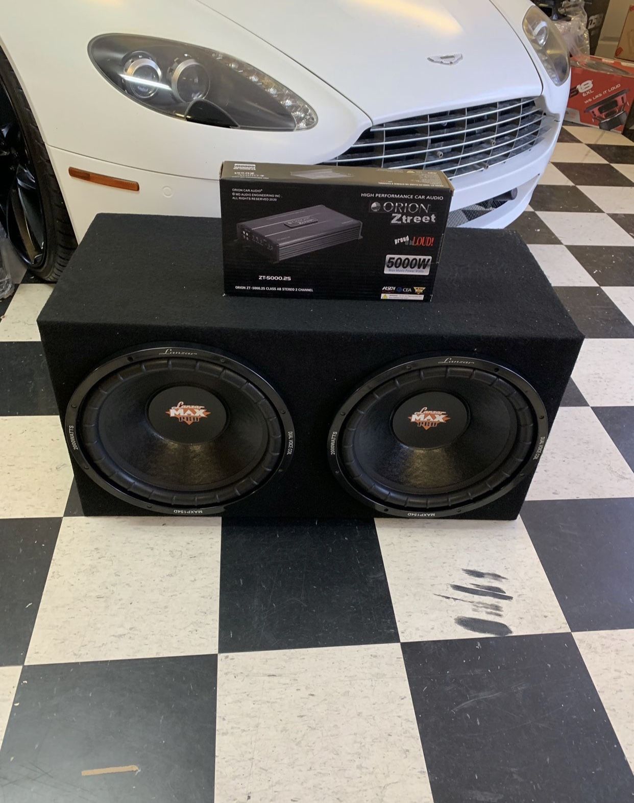 Lanzar Car Audio 15 Inch Car Stereo Bass Package . 2 15 Inch Subwoofer With Box And Orion 5000 Watt Amp . Flash Sale $339 New