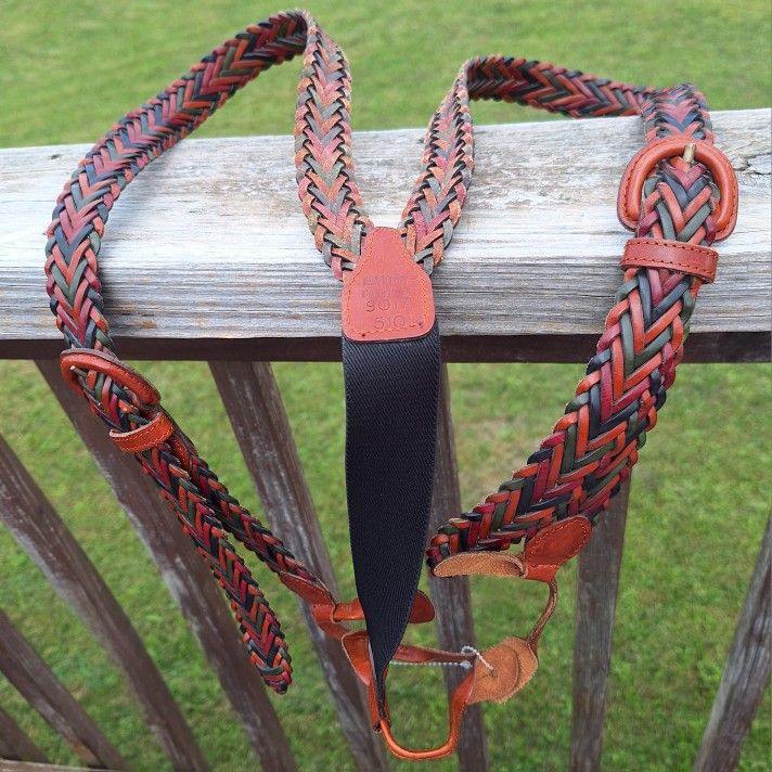 Genuine Braided Leather Suspenders Multicolor Made in Turkey Adjustable Metal Buckle