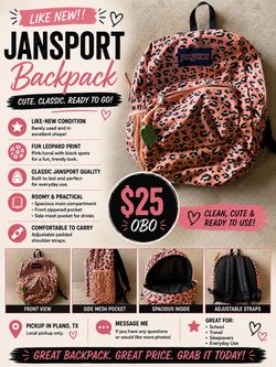 JanSport Backpack Leopard Print Pink