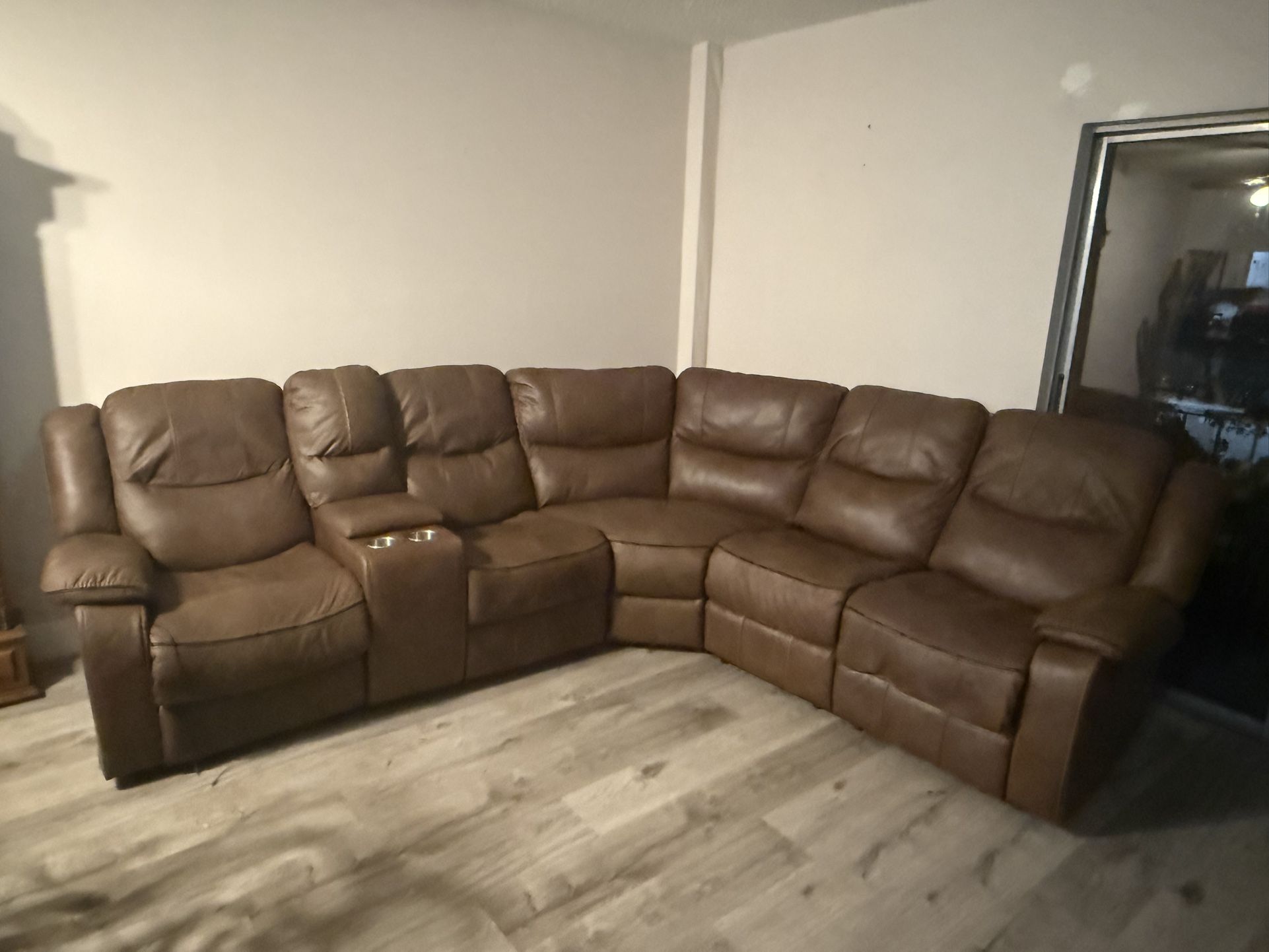 Leather Brown Couch/ Sofa