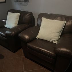 Oversized Leather Armchairs 