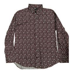 Express Slim Fit Burgundy Floral Print Button-Up Shirt Men's
