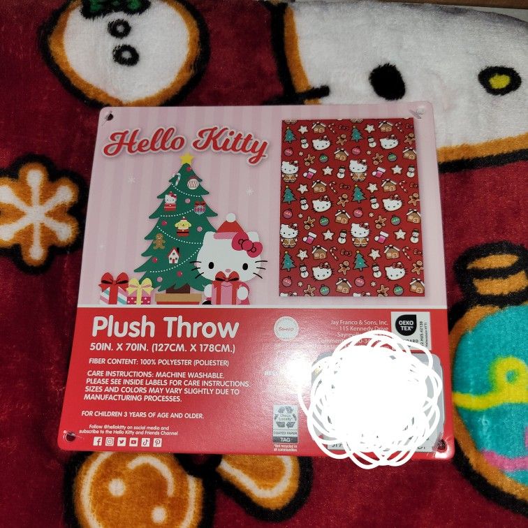 Hello Kitty Christmas Fleece Red Throw Blanket 50x70 