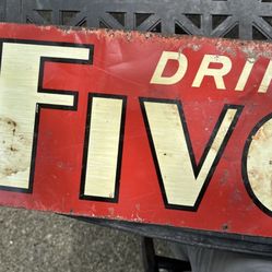 Drink Five-O Metal 27 X 10 Double-Sided Advertising Sign