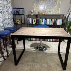 Stainless Steel Table with Wood Top