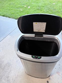Trash can BestOffice 13 Gallon Touch-Free Sensor Automatic Stainless-Steel Trash Can