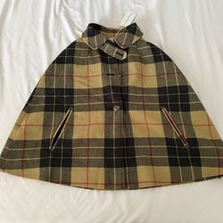 NWT Wool Plaid Cape with Buckle Detail 4Y