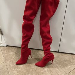 Red Suede Boots Size 6