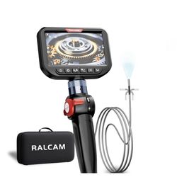 Ralcam 3.9mm Two-Way Articulating Borescope, 5 Inch HD Industrial Endoscope Inspection Camera, Stainless Steel Flexible Fiber Optic, Automotive, HVAC