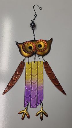 Cute Metal & Glass Owl Windchime