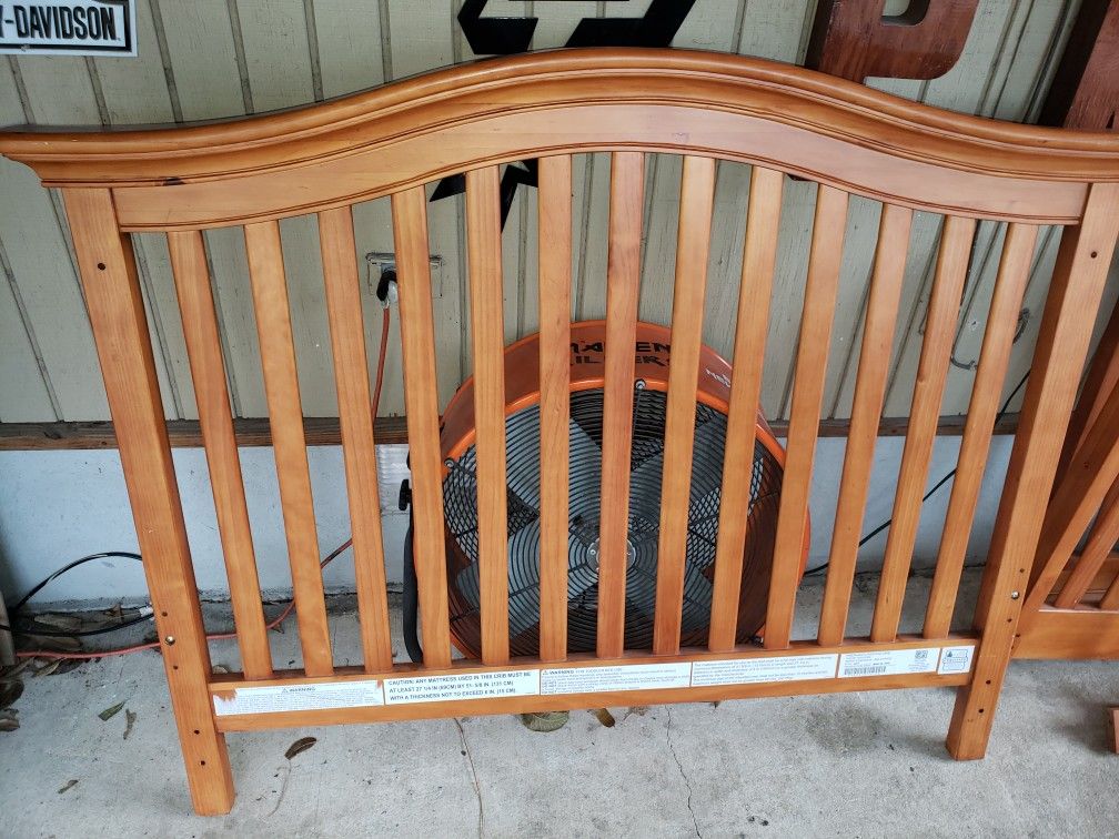Solid wood baby crib complete