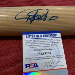 Rafael Palmeiro Signed Autograph Baseball Bat With PSA COA