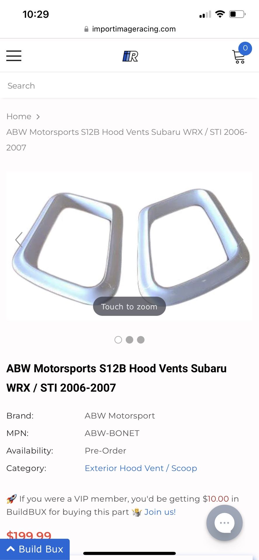 ABW Motorsports S12B Hood Vents Subaru WRX / STI 2006-2007