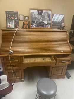 Solid Oak Roll Top Desk