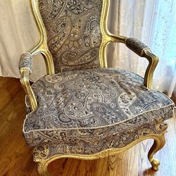 Comfort Pointe Livingston Brown Paisley Fabric Accent Chair in Biscotti Finish