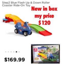 New in box  Step2 Blue Flash Up & Down Roller Coaster Ride-On Toy  $120 firm cash only pick up east Palmdale 